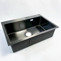 Sink Black 65 x 45 cm, Auralum Kitchen Sink 1 Bowl,...