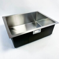 Auralum kitchen sink stainless steel, kitchen sink 55x44cm, built-in sink 1 bowl with siphon, waste and overflow set, suitable for surface-mounted, built-in or under-counter installation