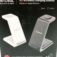 Intoval 3 in 1 charging station for Apple Watch and iPhone, inductive charging station for iPhone 15 14 13 12 11Pro/Max/XS/XR/X, wireless charger iWatch Ultra/9/8//7/6/SE/5/4/3 /2,AirPods Pro 3 2 (Black)