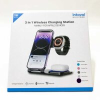 Intoval Charging Station for Apple Watch and iPhone, Wireless 3-in-1 Charger for iPhone 15/14/13/12/11 Pro Max/XS/8, Wireless Charger for iWatch 9/8/Ultra/7/6/SE/5 /4 /3/2, Airpods Pro/3/2/1(Y9, Purple)
