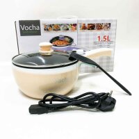 Vocha Electric Heating Pot 1.5L Mini Portable Electric Pan//Beige