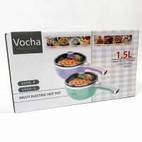 Vocha Electric Heating Pot 1.5L Mini Portable Electric Pan/Green