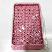DUSEHNO Mini Ice Cube Trays with Mold 104 x 4 Pieces for Freezer with Container for Juice, Cooling, Drinks, Coffee, Cocktails//Pink