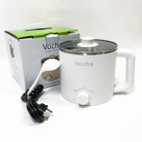 Vocha Elektrische Hot Pot Topf, 1.6L Kleiner Elektrischer Kochtopf, Tragbare Schneller Nudelkocher, Multikocher für Suppe/Ramen/Pasta/Haferflocken/Ei, 250W/600W// weiss
