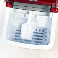 Ice cube machine HZB-12B-S, ice maker with self-cleaning function, 15kg/24h, 9 ice cubes in just 6 minutes. Low-noise operation, Ice Cube Maker, ice cube maker for use in households, red