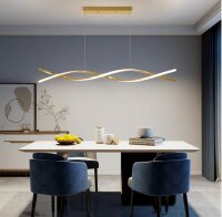 Mikeru Moderne LED-Pendelleuchte 100cm, LED Wave Hängeleuchte Esstisch Schwarzes Dimmbares Esszimmerlicht mit Fernbedienung 10% bis 100% Helligkeit Einstellbar 3000K/4500K/6500K für Küch, Gold