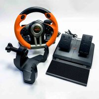 PXN V3II Simulate Racing Wheel Gaming Steering Wheel 180° for PS3/PS4, Xbox One, Xbox Series, Switch and PC, shift paddles and gear stick, adjustable pedals, orange