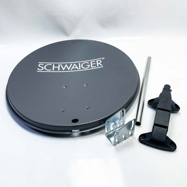 SCHWAIGER SAT system satellite set satellite dish Twin LNB digital 8x F connector 7mm satellite antenna made of anthracite steel 55 x 62cm
