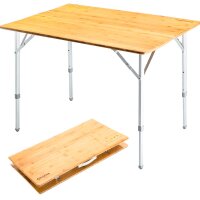KingCamp bamboo camping table folding table with 3...