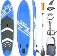 FBSPORT Inflatable SUP Board SUP Board Inflatable Stand Up Paddle Board 15cm Thick with Adjustable Aluminum SUP Paddle + Hand Pump (Blue)