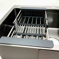 Lonheo sink black 68 x 45 cm, XL sink stainless steel...