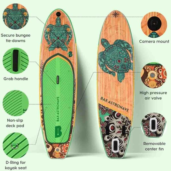 BAX ASTRONAVE Aufblasbares Paddle Board für Erwachsene 10,6 Fuß| 6 Zoll dickes, stabiles Paddle-Board-Set mit langlebigem, aufblasbarem Stand-Up-Paddle-Board-Zubehör, Rucksack-Handpumpe