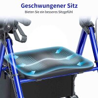 VOCIC Rollator Faltbar und Leicht mit Sit,Rollatoren Schmal für Wohnung,Rollatoren für Senioren Klappbar mit 20cm Reifen für All Gelände,Sitz und Griff Höhenverstellbar, Saphirblau