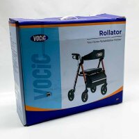 VOCIC Rollator Foldable and Lightweight with Sit, Rollators Slim for Home, Rollators for Seniors Foldable with 20cm Tires for All Terrain, Seat and Handle Height Adjustable, Sapphire Blue