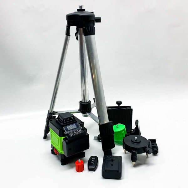 Weytoll cross line laser with tripod, 16 line laser level IP54 spirit level, 2400mAh battery*2, line laser with telescopic tripod for laying floor tiles, installing partitions cross line laser green