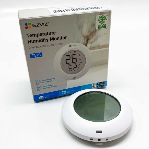 EZVIZ WiFi Temperature and Humidity Sensor, Smart Temperature and Humidity Monitor, Wireless Indoor Temperature and Humidity Detector, Works with A3 (T51C)