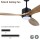 Ovlaim wooden 132cm ceiling fan with LED lighting and remote control, IP44 outdoor ceiling fans with energy-saving DC motor, quiet, natural wood/black