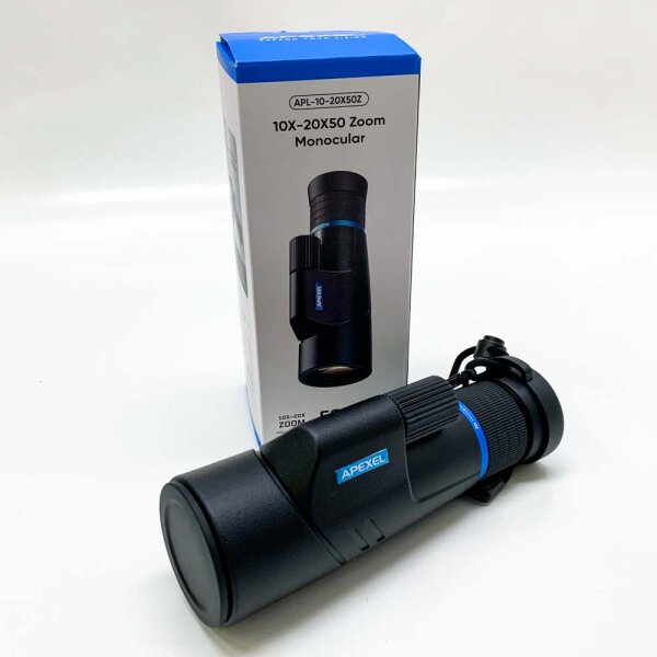 APEXEL 10-20X50 Optischer Zoom Monocular Telescope,HD Monokulare Fernrohr Erwachsene, BAK4/FMC Wasserdicht Leichtes Teleskop mit Nachtsicht für Wandern Vogelbeobachtung Camping Wildtiere