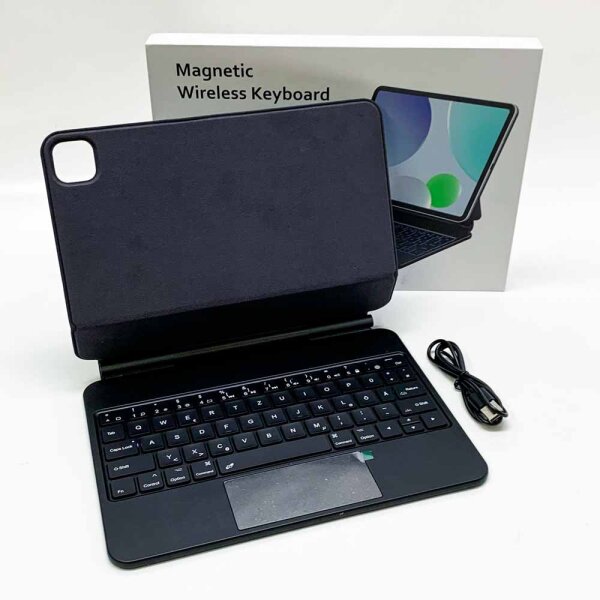 Earto iPad Air 5 Hülle mit Tastatur, Magic Style Keyboard iPad Pro 11 (4/3/2/1Gen), Freischwebende Design mit Trackpad, 7-Farbige Beleuchtung, Schwarz