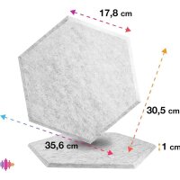 Hexagon Akustikplatten Selbstklebend, Sonic Acoustics 12 Stücke Akustikpaneele Akustikplatten mit hoher Dichte für Wand Decken Holz & Tür - Akustikpanel Schallschutzplatten, 35,6 x 30,5 x 1cm