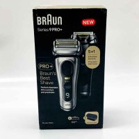 Braun Series 9 PRO +, Elektrorasierer-Bart-Präzisionstrimmer, Reiseetui aus Stoff, Lithium-Ionen-Akku, 100 % wasserdicht, Geschenkidee, 9557s Silber