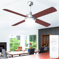 Ovlaim 122cm ceiling fan with dimmable LED lighting and remote control, lamp with brown fan, 6 wind speeds, DC motor ultra-quiet for bedroom/patio