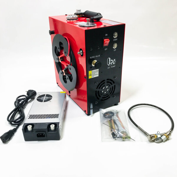 GX PUMP CS4 Portable PCP Air Compressor, 350W Powerful Motor, Max 5800psi/40MPa, Water and Fan Cooling, 5 Hours Continuous Operation, 12V Auto Stop PCP Air Rifle Paintball Air Compressor