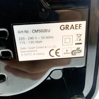 GRAEF Kaffeemühle CM 502 (minimale Kratzer, ohne OVP), schwarz, 135 W, Kegelmahlwerk