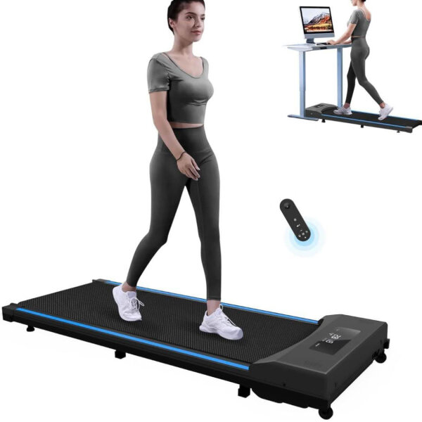 Laufband für Zuhause,Walking Pad, Laufband Schreibtisch, 1-8 km/h 550W Motor mit Fernbedienung und LCD-Anzeige (Blau)
