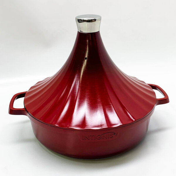 INTIGNIS Moroccan Tajine Pot - Oven Safe Tajine Induction Pot - Aluminum Non-Stick Tajine Pot - 28cm - 4.43 Quart (Red)