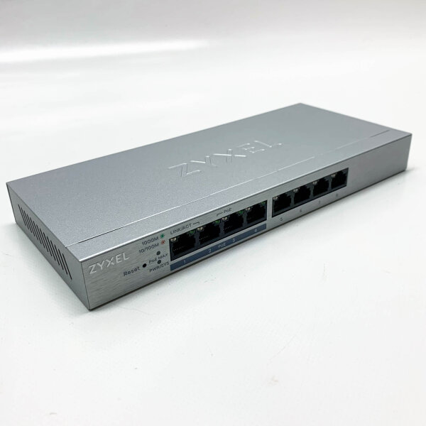 Zyxel 8-Port Gigabit Web / Smart Managed PoE+ Switch mit einem Budget von 60 Watt, Lifetime Garantie [GS1200-8HPv2]