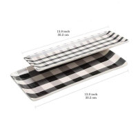 Bico Plaid 35cm Rectangular Ceramic Serving Bowls Set of 2 for Serving Salad, Pasta, Cheese, Ham, Appetizers, Microwave and Dishwasher Safe