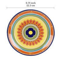 Bico Tunisian Set of 4 Ceramic Salad Plates 22cm Set of 4 for Salads, Appetizers, Microwave and Dishwasher Safe