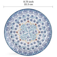 Bico Blue Talavera Set of 4 22cm Ceramic Salad Plates for Salad, Appetizers, Microwave and Dishwasher Safe