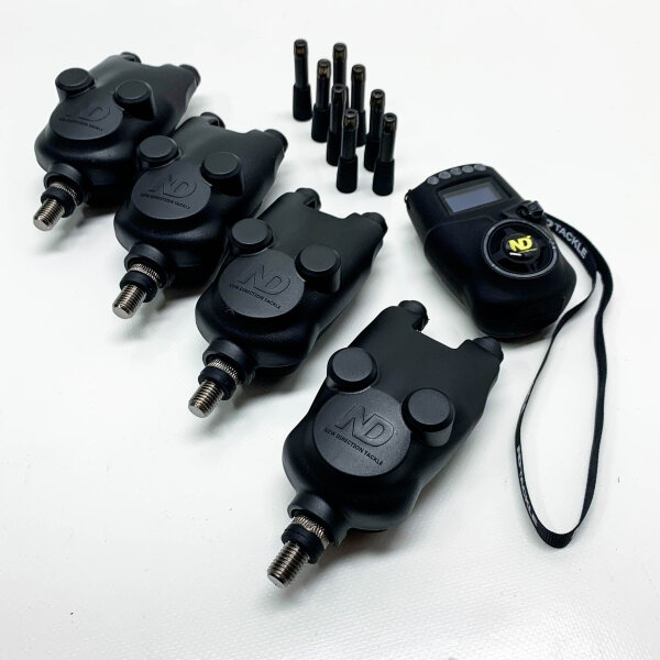 New Direction Tackle bite alarm (without original packaging) K9s 4+1 set | Funk | SmartLink | App control | Receiver with display | Halo Nightlight | Snag Ears