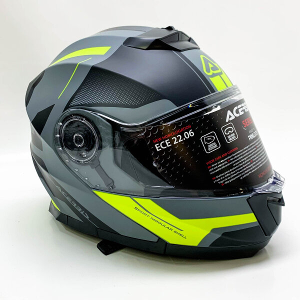 ACERBIS Serel Helm 22.06 Schwarz und Gelb Mehl Größe L (59/60) Modularer Helm mit Sonnenbrille Vollständig zugelassen