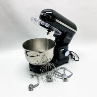 Vospeed Küchenmaschine, 1500 W, 6 QT, elektrischer Kuchenmixer für die Küche, mit Edelstahlschüssel, Rührbesen, Knethaken, Schneebesen, spülmaschinenfest (schwarz)