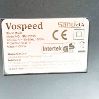 Vospeed Küchenmaschine, 1500 W, 6 QT, elektrischer Kuchenmixer für die Küche, mit Edelstahlschüssel, Rührbesen, Knethaken, Schneebesen, spülmaschinenfest (schwarz)