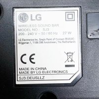 LG SJ3 wireless sound bar (without original packaging, minimal scratches), 200 - 240 V, 50/60 Hz, 27 W, without subwoofer