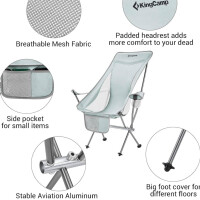 KingCamp Lightweight Camping Chairs for Adults Folding Garden Chairs Portable Camping Chair Compact High Back with Armrest and Cup Holder for Garden Fishing Picnic Outdoor