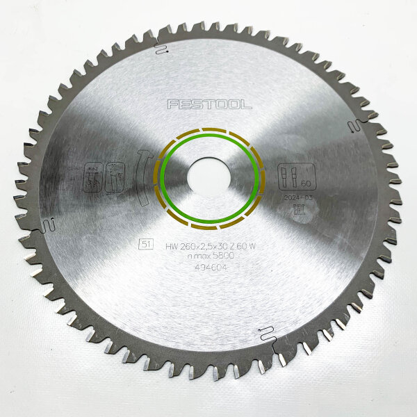 Festool universal saw blade HW 260x2.5x30 W60 for KS 120, KS 88