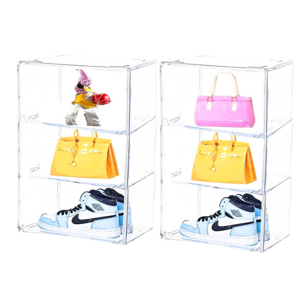 Vaian Handbag Box, Acrylic Plastic Storage Box, Transparent Stackable with Magnetic Door, for Toys, Collection, Cosmetics, Shoes, Books (6)