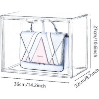 Vaian Handtasche Box, Acryl Kunststoff Aufbewahrungsbox, Transparent stapelbar mit magnetischer Tür, Für Spielzeug, Sammlung, Kosmetik, Schuhe, Bücher (6)