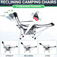 WEJOY 2-in-1 Camping Chair 2 Set Folding Lounger Foldable...