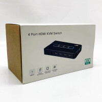 MT-VIKI 4K60Hz HDMI KVM Switch 4 port 4 PC 1 monitor supports keyboard, mouse and speakers including 4 USB cables and 4 HDMI 2.0 cables