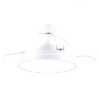 CJOY Retractable Ceiling Fan with Light and Remote Control, White Scalable Ceiling Fan 107cm, Invisible Ceiling Fan Chandelier, 3 Blades, 6 Speeds, DC Reversible