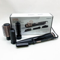 BaByliss Brush & Style AS200E Ionic Rotating Hot Air Brush Set, 1000 Watt, 4 Attachments, Black, 5 Piece Set