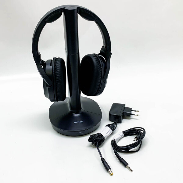 Sony MDR-RF895RK - Wireless over-ear TV headphones (without original packaging) with noise cancellation, charging station, 100 meter range, battery life up to 20 hours, black