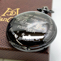 ManChDa Personalized Engraved Pocket Watch Brother Gift Vintage Pocket Watches with Chain for Men Birthday Gift Nice Gifts for Family