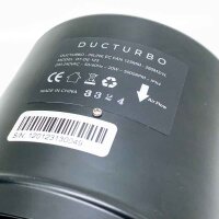 DUCTURBO Rohrventilator 125mm Regelbar, 280m³/h Inline-Kanalventilator Abluftventilator Ideal Rohrlüfter für Wachstumszelte, Belüftung und Abluftgebläs